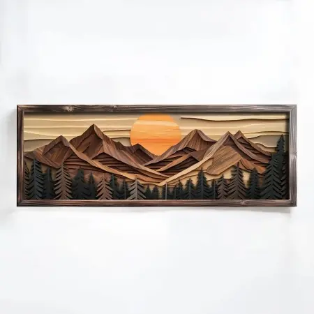 Promoție Wallxpert tablou decorativ inramat, 40x120x3.5 cm, MDF 3mm, cadru lemn pin 100%, imprimare UV, format panoramic, multicolor - Verificat A · Re-Bloom