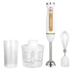 Vezi acum Blender de mana Heinner BestMix HB-DC600WH, Putere 600W, Viteza variabila+turbo, Tel din inox, Lame din inox, Insertii lemn, Alb