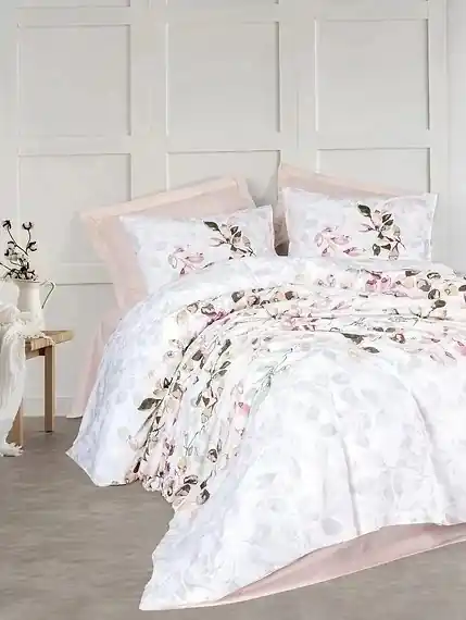 Cumpărături sigure Set husa pilota + 2 fete de perna, bumbac ranforce 100%, 240x220 cm + 2x60x60 cm, model floral, multicolor - Verificat A · Re-Bloom