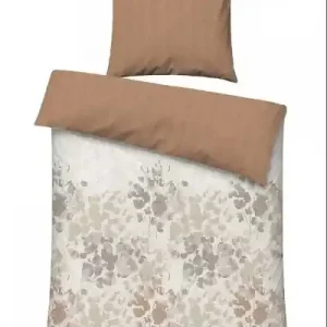 Set husa pilota + fata de perna, satin bumbac 100%, 135x200 cm + 80x80 cm, gri/bej/alb - Verificat A · Re-Bloom Ofertă specială