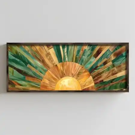 Tablou decorativ, MDF/lemn masiv, 100x40x3.5 cm, format panoramic, design modern, multicolor - Verificat A · Re-Bloom Cumpără online