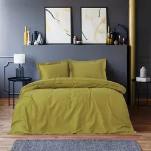 Cel mai bun preț Set husa pilota + fata de perna, satin bumbac 100%, 135x200 cm + 80x80 cm, verde - Verificat A · Re-Bloom
