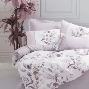 Premium Set husa pilota + 2 fete de perna, bumbac, 200x200 cm + 2x80x80 cm, alb/violet - Verificat A · Re-Bloom