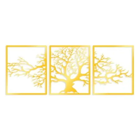 Set decoratiuni de perete Re-Bloom, 3 piese, metal, auriu, 49 x 60 cm Ofertă de sezon