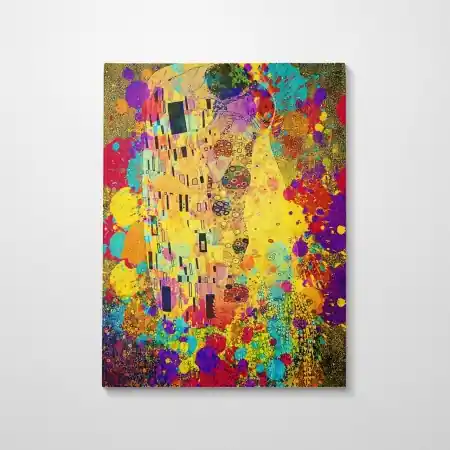Tablou decorativ Re-Bloom, model abstract, panza/lemn, multicolor, 50 x 70 x 3 cm Cumpărături sigure
