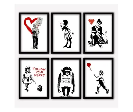 Calitate înaltă Set tablouri decorative Re-Bloom, 6 piese, MDF, multicolor, 25 x 30 cm