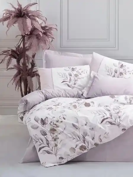 Cel mai bun preț Set husa pilota + fata de perna, bumbac ranforce 100%, 140x200 cm + 60x60 cm, 145 fire, imprimeu pigmentat, nasturi/plic, violet/alb - Verificat A · Re-Bloom