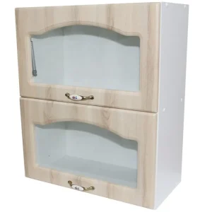 Bestseller Corp superior vitrina 60 cu 2 usi orizontale Zebra MDF sonoma mustata