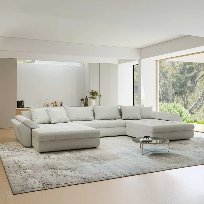 Comandă acum Colțar extensibil dumonde cu ladă de depozitare Loana U Vibe Bej 03 355x185 cm