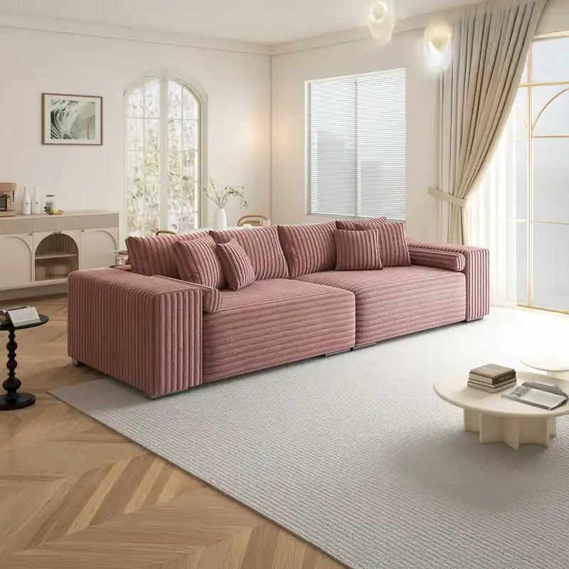 Canapea extensibilă dumonde cu ladă de depozitare Marbela XXL Tilia Roz Pudrat 295x120 cm Comandă acum