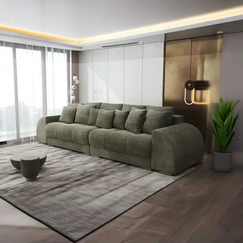 Reduceri Canapea extensibilă dumonde cu 2 lăzi de depozitare Verona Vibe Olive 310x120 cm