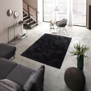 Preț promoțional Covor Desner negru foarte moale si pufos cu fir lung 200x200 cm