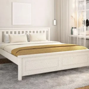 Pat Fredegard alb din lemn si MDf cu somiera 180x200 cm Ofertă exclusivă