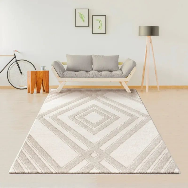 Covor traversă Enni cu model geometric crem bej 80x150 cm Popular